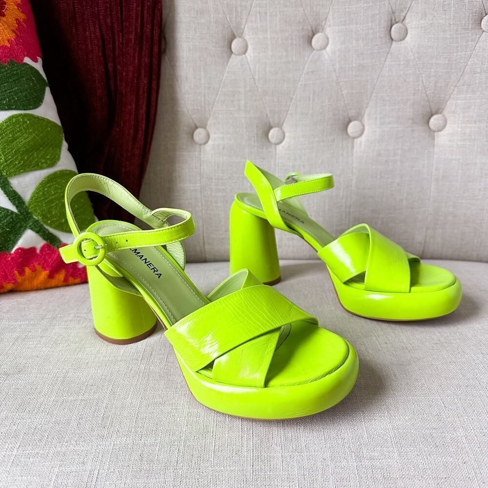 Halmanera Lime Green Leather Sandals Made in Italy Size 38.5 8 - Picture 3 of 12